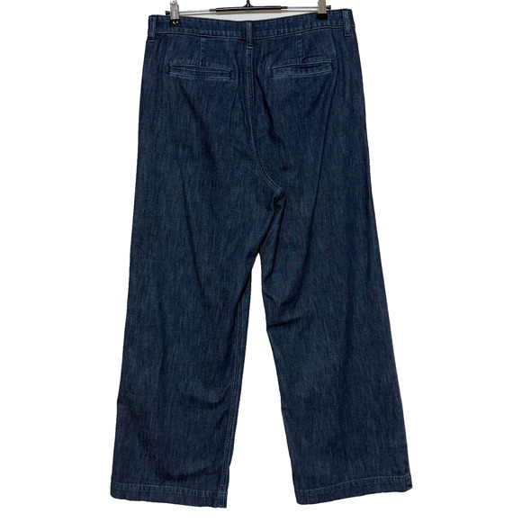 J Crew Jeans Womens 31 Blue Wide Leg Pleated Trousers Hi Rise Measures 34X30 - Picture 2 of 8